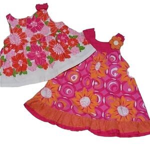 Two girls floral casual dresses